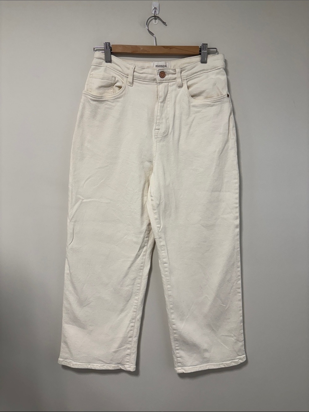 Hudson North Cream Wide-Leg Crop Jeans